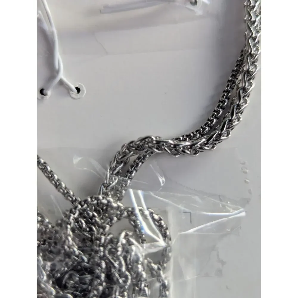 Believe by Brilliance Men's 2 Stainless Steel Dog Necklaces Cross Silver Plated